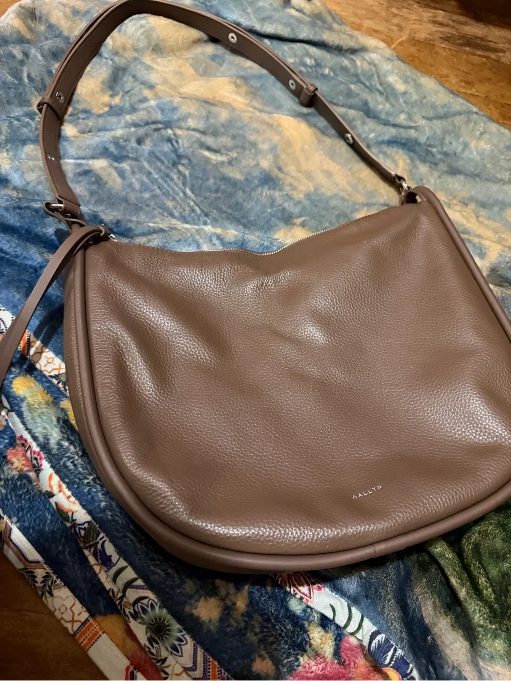 Aallyn Marley pebbled hobo shoulder bag taupe
